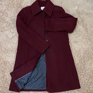 LOFT Burgundy Wool Blend Coat - Size Medium